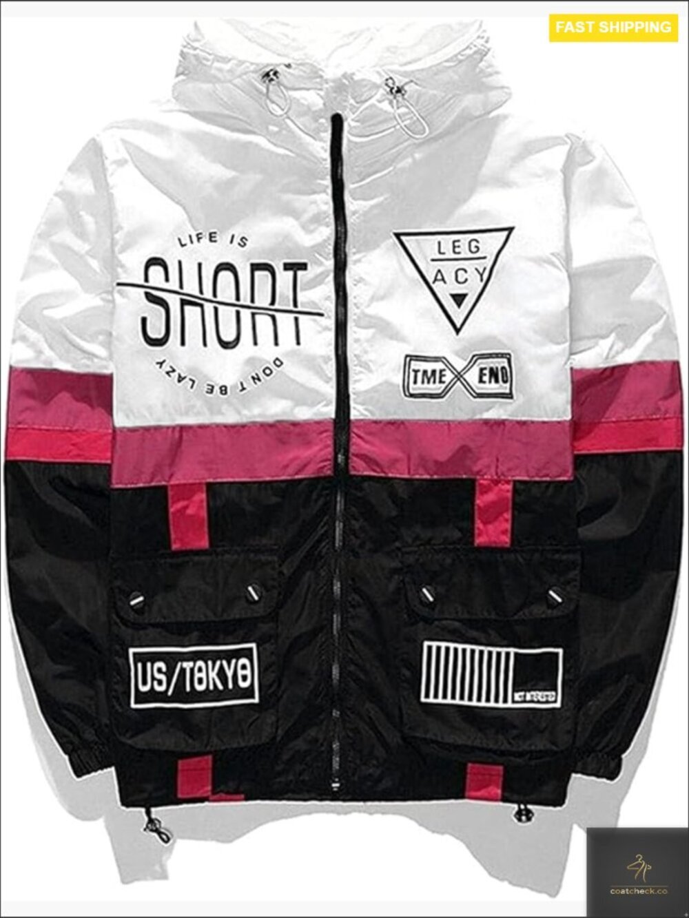 Lightweight Windbreaker Jacket Zip Up Hooded Active Cycling Hiking Casual